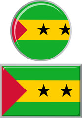 Sao Tome and Principe round, square icon flag. Vector