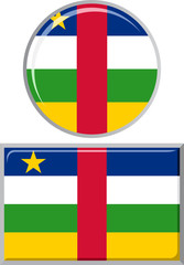 Central African Republic round and square icon flag. Vector