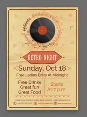 Retro Music Party celebration flyer or template.