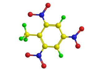 Molecular structure of trinitrotoulene (TNT)