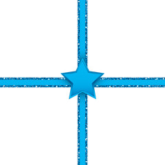 Shining Blue Star Glitter Ribbon Cross