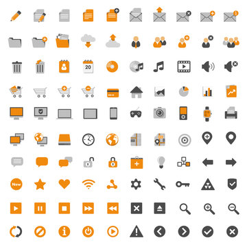 Set of 100 multimedia flat design icons