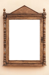 Empty wooden frame for advertisement, blank