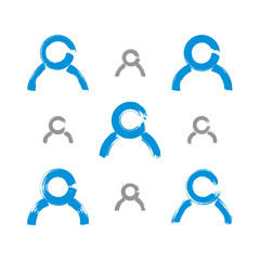 Set of hand-drawn human icons, collection of brush drawing avata