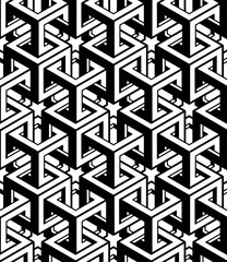 Monochrome abstract interweave geometric seamless pattern. Vecto