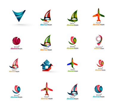 Set of abstract travel logo icons. Business, app or internet web