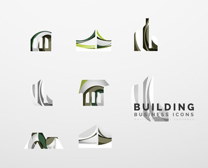 Set of real estate or building logo business icons
