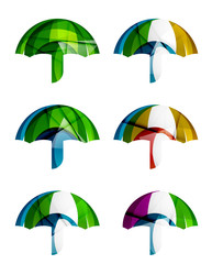 Set of abstract umbrella icons, business logotype protection