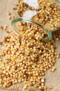 Fregola or fregula, a type of pasta from Sardinia, Italy