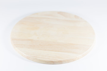 Wooden plate isolated on white background