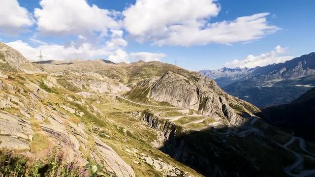 Gotthard Tremola Pa&szlig;stra&szlig;e am Abend im Zeitraffer