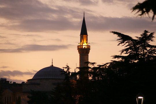 The Firuz Aga Mosque in Istanbul during sunset
