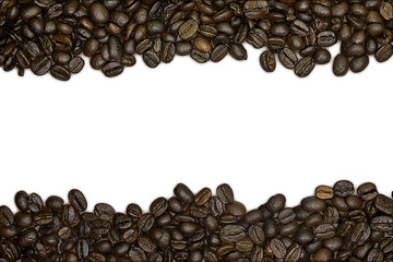 a border of coffee beans on a white background