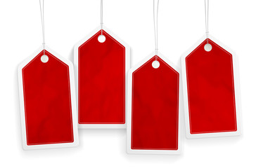 Set of four price red paper tags
