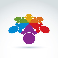 Teamwork and business team and friendship icon, social group, or
