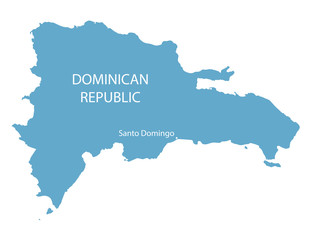 blue map od Dominican Republic with indication of Santo Domingo