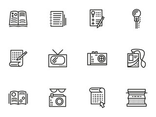 Media publishing simple line style icons