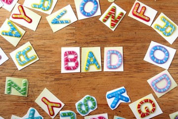 Colorful letters spelled as bad