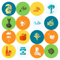 Set of Flat Autumn Icons