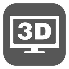 The 3d icon. Monitor and display, screen, movie symbol. Flat