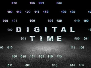 Timeline concept: Digital Time in grunge dark room