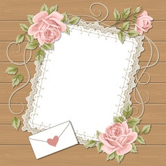 Wood background with roses