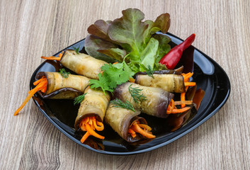 Eggplant rolls with carrot