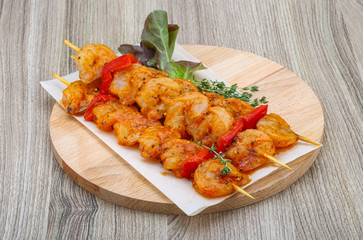 Raw prawn skewer