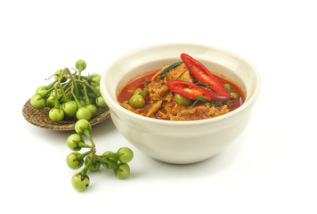 bowl of thai panang cuury with pork
