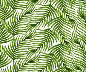 Watercolor tropical palm leaves seamless pattern. Vector illustration.
