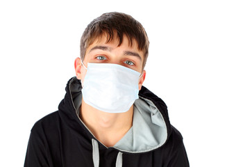 Teenager in Flu Mask