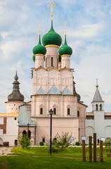 Fototapeta na wymiar Pink Church in Kremlin of Rostov the Great