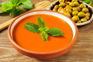 spanish gazpacho and gazpachas olives