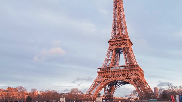 Eiffel Tower, Flyboats By The River Seine - Golden Hour