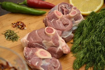 Fresh meat with vegetables and spices