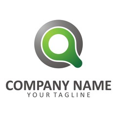 Q Logo Green and Gray Color