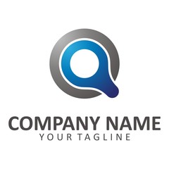 Letter Q Logo Blue and Gray Color