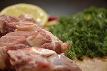 Fresh meat with vegetables and spices