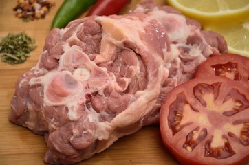 Fresh meat with vegetables and spices