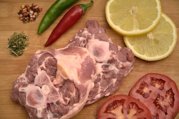 Fresh meat with vegetables and spices