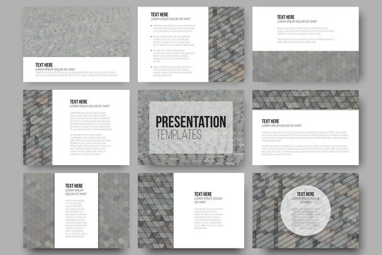 Set of 9 templates for presentation slides. Abstract