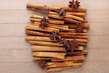 cinnamon cream on grey wooden background