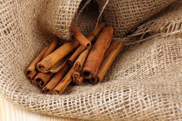  cinnamon sticks on burlap