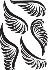 Set of five vector wings