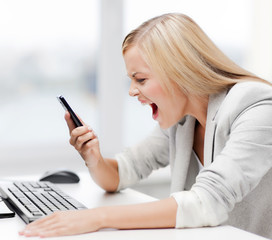 angry woman with phone