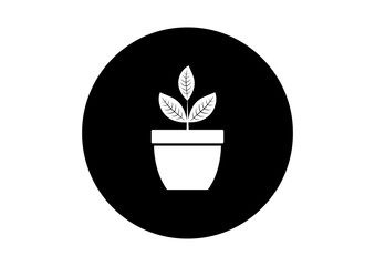 Black and white plant icon on white background