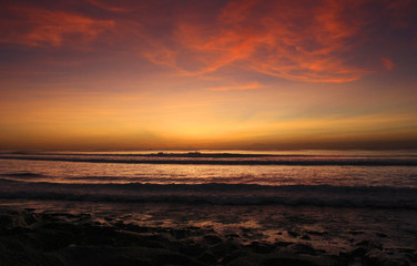 Fototapeta na wymiar Beautiful sunset on the Indian Ocean island of Bali
