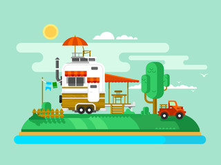 Fototapeta premium Vacation trailer