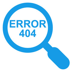 Icono texto ERROR 404 lupa azul