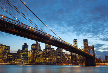 Naklejka na ściany i meble New york city skyline by night